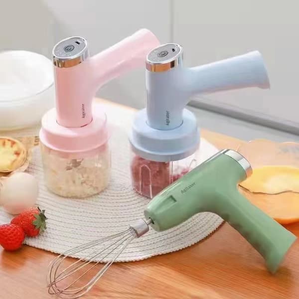 Portable Mini Wireless Kitchen Food Processor: Versatile Mixer, Garlic Press, Meat Grinder, and Whisk for Home Use - green