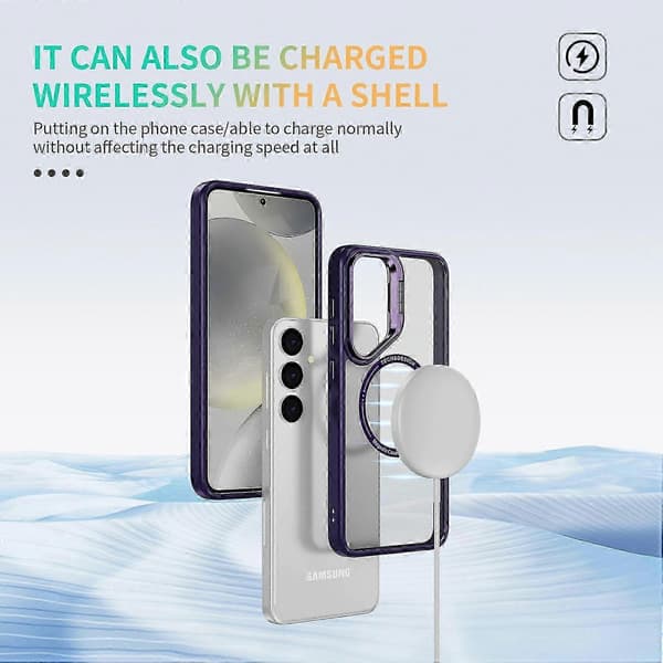 Case for Galaxy S24 with Stand Clear Phone Back Compatible with MagSafe (Dark Purple)