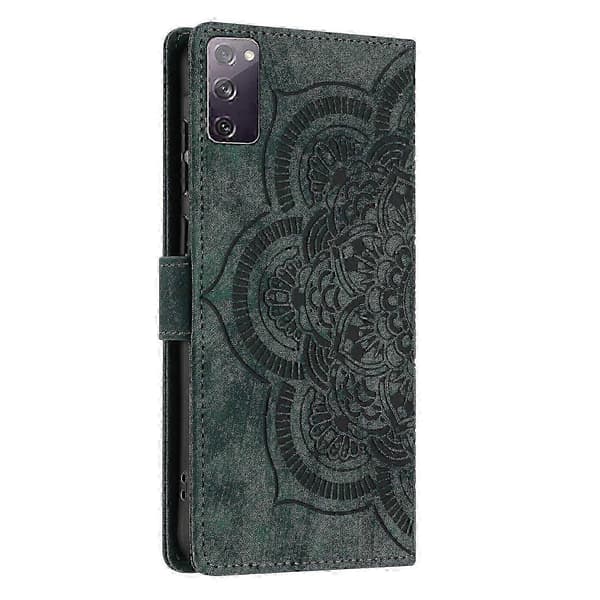 Frostet læder smartphone-etui til Mandala Emed Retro (grøn, til Samsung Galaxy S20 FE)