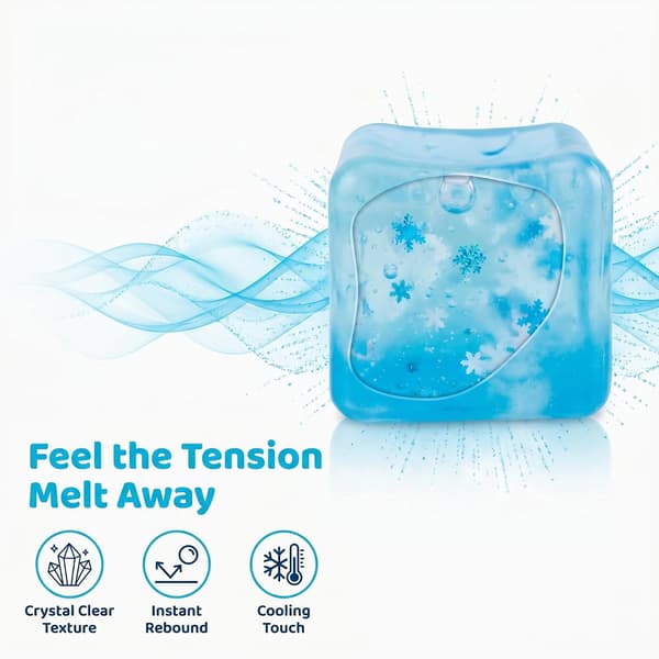 Fin terning blå squishy, terning klemmelegetøj, isterning fidgetlegetøj, sensorisk fidgetlegetøj, Taba squishy stress-terning til angstlindring for voksne (blå) BLÅ