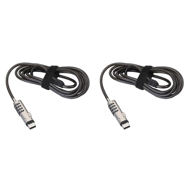 2X USB Passordlås Datalås Passordbeskyttelse Tyverisikring Universell Bærbar Datalås Silver & black