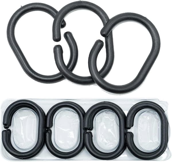 12-pack duschdraperiringar i plast, svarta ring001