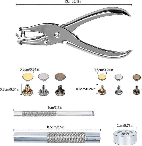 Lädernit 240 set 2 storlekar Dubbelnit Rörformade metallnitar--