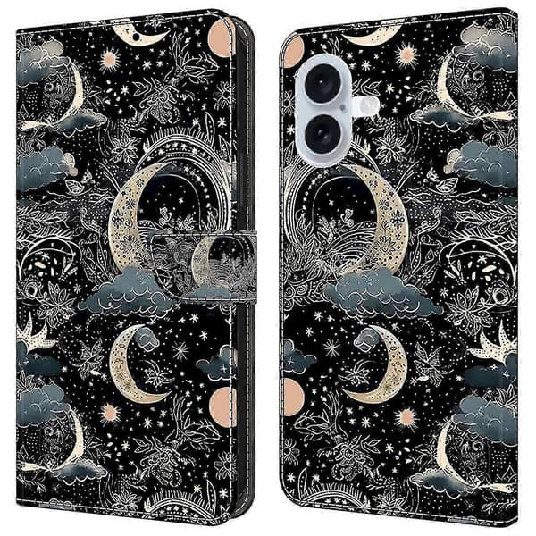 For iPhone 16 Case PU Leather Wallet Phone Case with Stand (Style J)