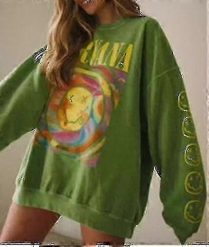 Nirvana Smiley Face Crewneck Sweatshirt Heliconia Farve Nirvana Sweatshirt Gave_Kvalitetsgaver
