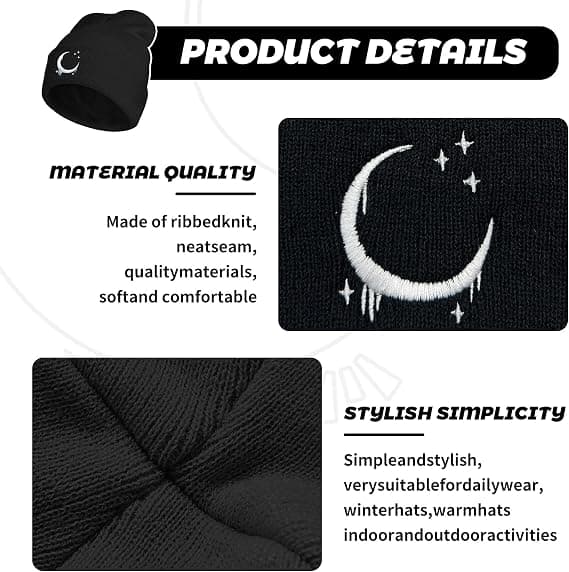 Gotisk broderad mössa, unisex, dödskalledesign, varm stickad mössa, Y2K grunge-stil, vintermössa.