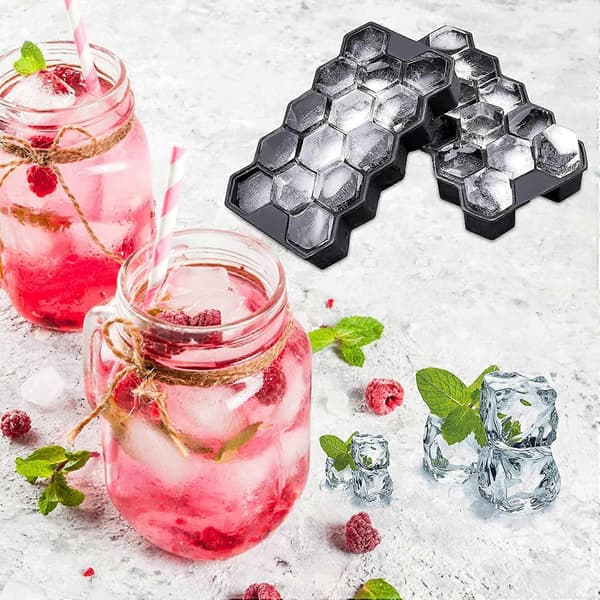 2-pack silikonisform, 14-block isbitsform med lock, BPA-fri isbitsform, hexagonala miniisbitar, stapelbar isbitsform för cocktails W