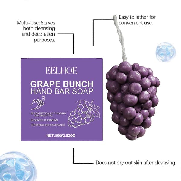 EELHOE Grape Cluster Soap With A Mild, Refreshing And Clean Scent Is Suitable For Daily Use. It Is A Grape Cluster Shaped Soap