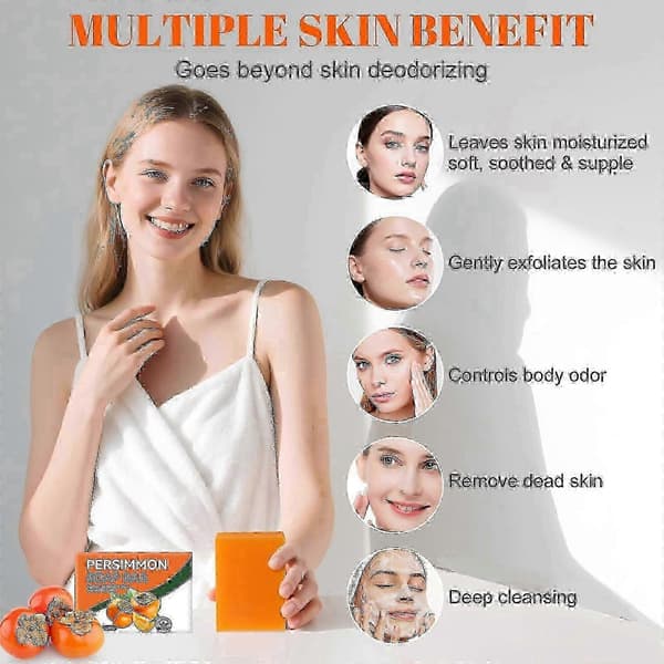 Deodoriserande tvål med persimon och grönt te, 3-pack för daglig hudvård