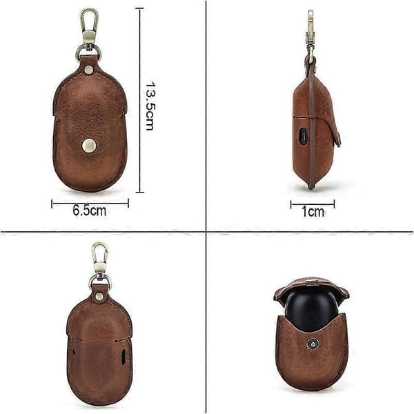 CF1109 Crazy Horse Texture Clamshell Headphone Protective Leather Case with Hook for Galaxy Buds