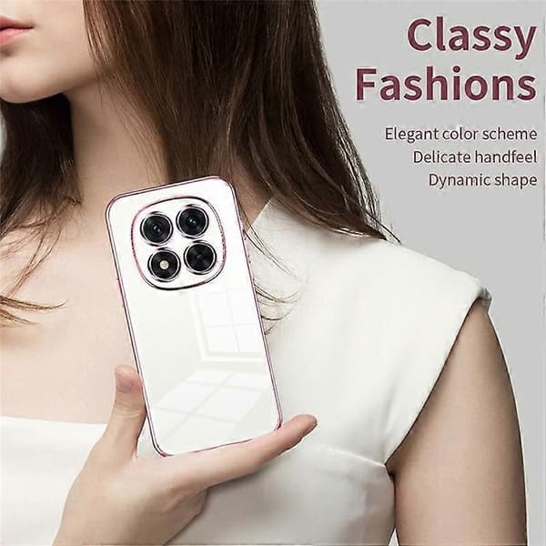 Compatible Case for Xiaomi Redmi Note 14 Pro 5G, Electroplated Frame, Soft TPU Phone Cover (Pink)