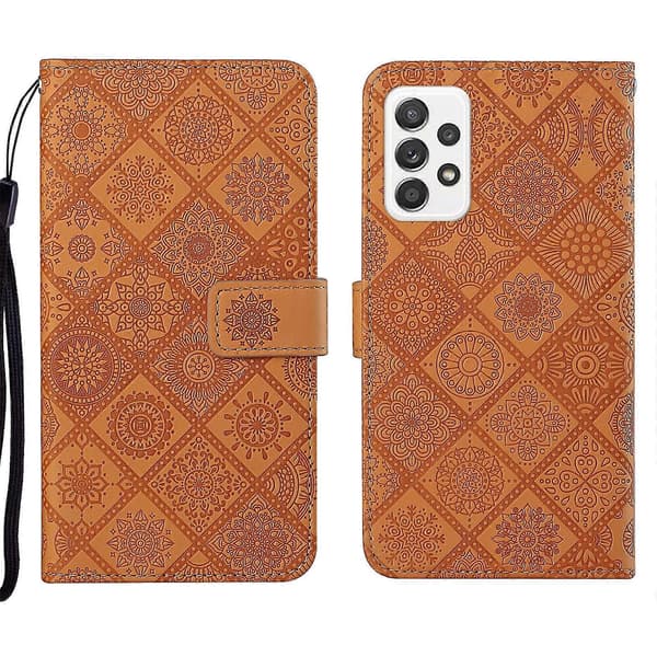 (New) For Samsung Galaxy A23 Ethnic Style Embossed Pattern Leather Phone Case (Brown)