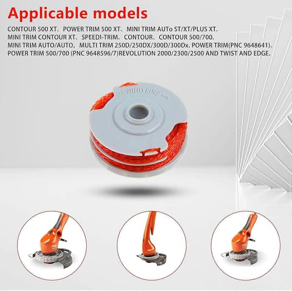 Elektrisk dobbel automatisk trådspole, 1,5 mm 11 m, kompatibel med FLYMO FLY021 gresstrimmer