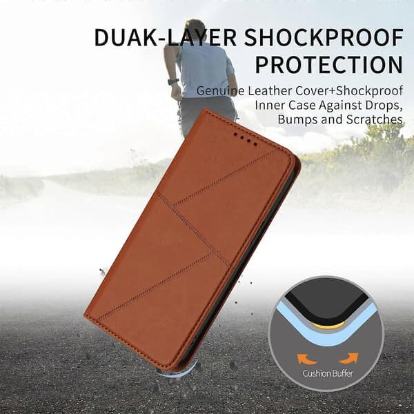 Compatible for iPhone 17 Pro Max Wallet Case Magnetic Closure Leather Flip Phone Case with Stand (Espresso)