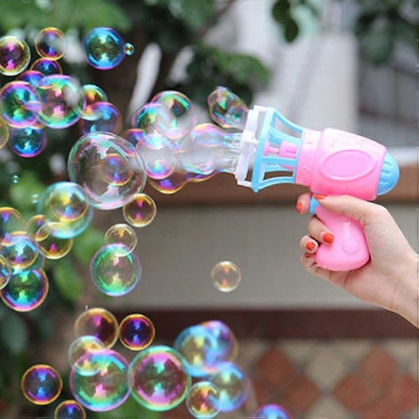 1 pc Automatic Bubble Toy Electric Fan Bubble with Bubble Water for Kids (Pink)