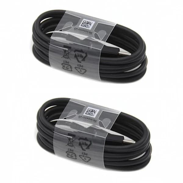 Two Genuine Samsung 1.2m Extra Long USB-C Data Cables/Chargers (Black)