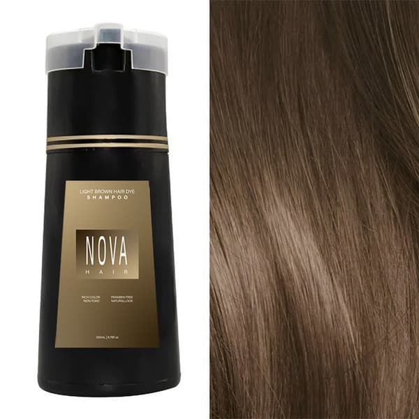 Nova Hårfarveshampoo, Nova Hår Instant Farveshampoo, Hårfarveshampoo til hår (Lysebrun)