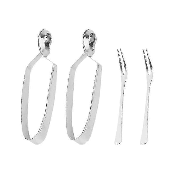 Sæt med 4 sneglegafler og cocktailserveringstænger i rustfrit stål_Særlige gaver