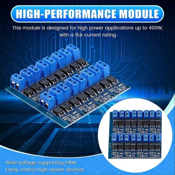 20 stk. 15A 400W MOSFET Trigger Switch Drive Modul PWM Regulator Kontrolpanel Blue