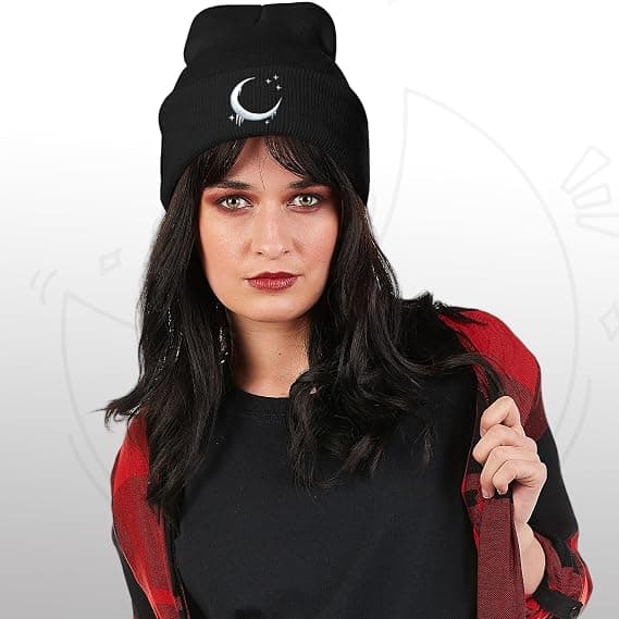 Gotisk broderad mössa, unisex, dödskalledesign, varm stickad mössa, Y2K grunge-stil, vintermössa.