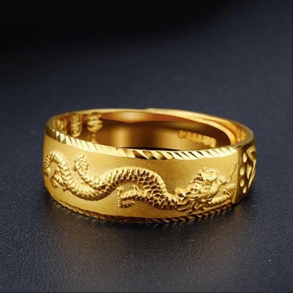 Guld mænds åben ring mænds drage ring dominerende mode ring smykker mænd_Særlige gaver
