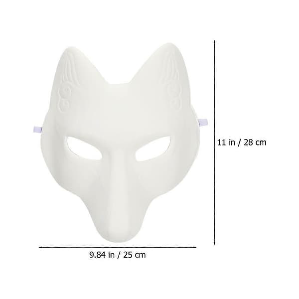 DIY Blank Mask Rævemaske til DIY Brug Hvidt PU Ansigts Håndværksmateriale