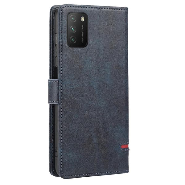 Til Xiaomi Redmi 9T / Poco M3 Klassisk Læderpungcover (Blå)