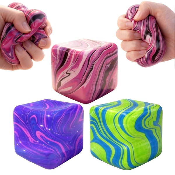 Flow Texture Stress Cube Anxiety Relief Cube Squeeze Sensory Toy Slow Rebound Decompression Stress Ball Home Office Relaxation Tool