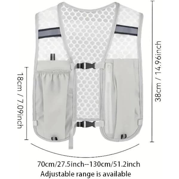 Lightweight Running Vest with Phone Pocket - Adjustable Straps, Zippered Storage, Breathable Mesh Back - Black