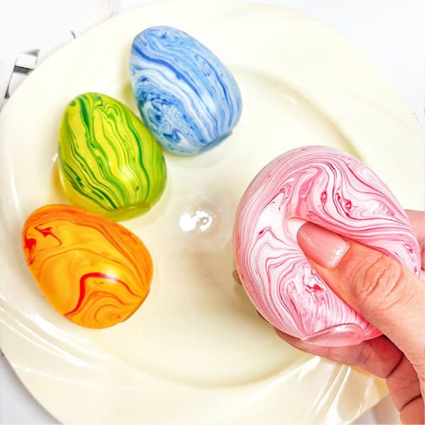2026 New Marble Pattern Stress Cube Toy Anxiety Relief Flow Texture Egg Squeeze Sensory Toy Slow Rebound TPR Decompression Stress Ball