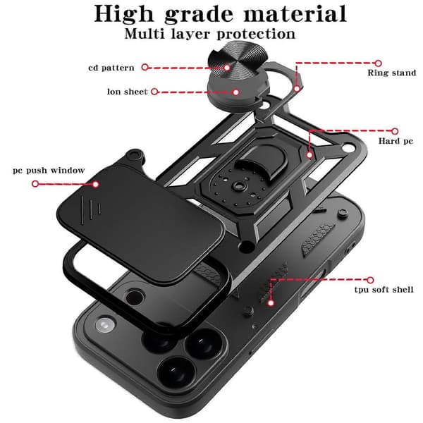 Skydbart kameradæksel Design TPU+PC Telefoncover (Til iPhone 17 Pro)