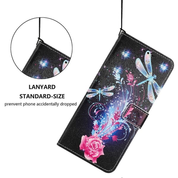 Wallet Case for Sony Xperia 1 VII Pattern Printing PU Leather Phone Cover with Lanyard (Dragonfly)