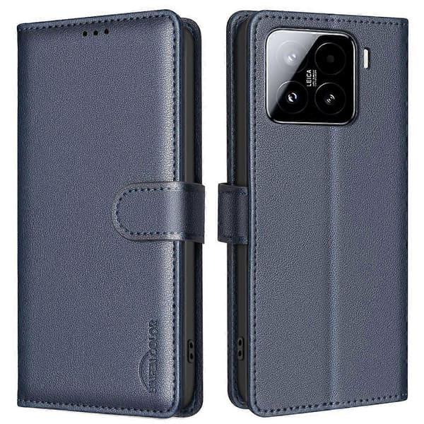 BINFEN COLOR BF32 Leather Wallet Case with RFID Protection for Xiaomi 15 Pro (Style E)