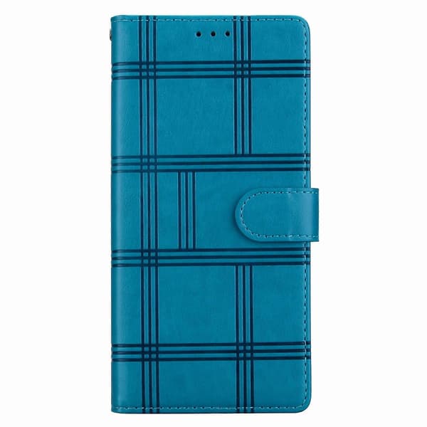Embossed Plaid Leather Phone Case (Blue, For Sony Xperia 10 VI)