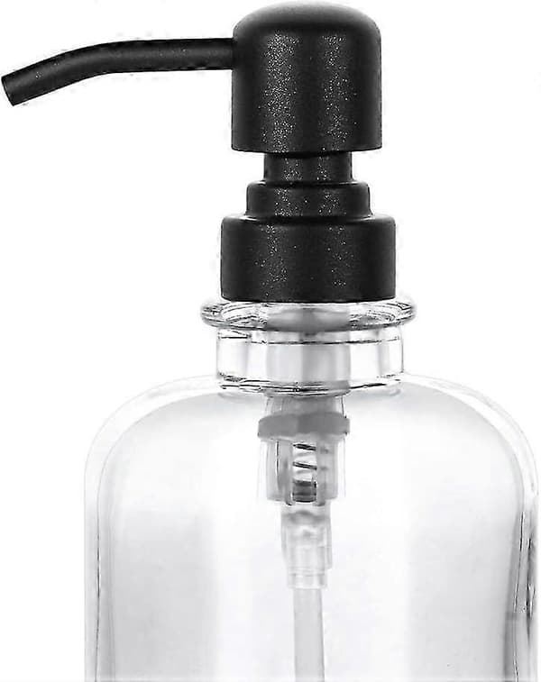 2 stk. tyk klar glashåndsæbedispenser med mat sort pumpe, 355 ml, velegnet til køkken og badeværelse
