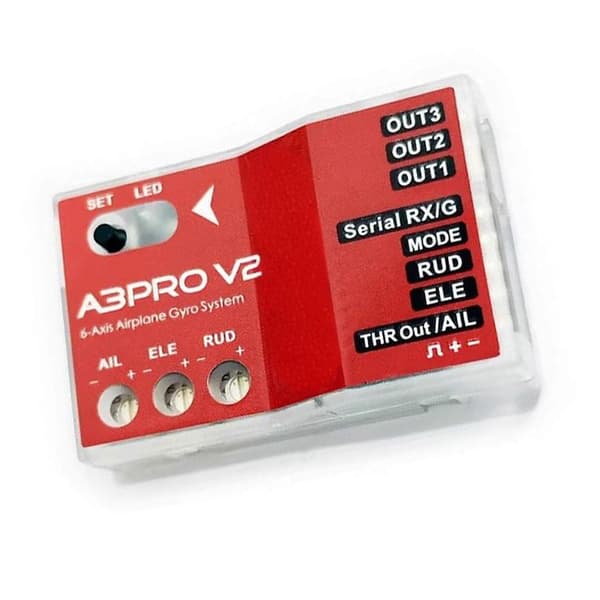 A3 Pro V2 6-gyrostabilisator flyvecontroller/gyroskop til RC fastvinget/-vinget V-hale flyelevator Röd