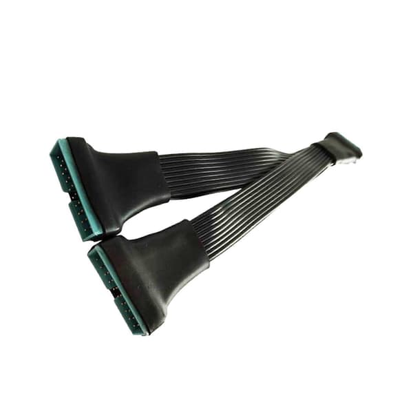 2X Bundkort USB 3.0 19PIN Header 1Til2 Forlænger Splitter 19Pin 20Pin Intern Forlænger Header Adapter Kabel 15cm Black