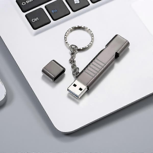32 GB USB3.0 U-disk fløyte USB-minnepinne 2-i-1 design bærbar U-disk sinklegeringsmateriale solid og holdbar plug and play grå 32 GB