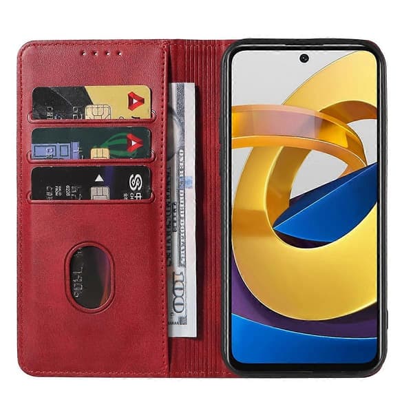 Magnetisk læderetui til Xiaomi Redmi Note 11 5G (Rød)