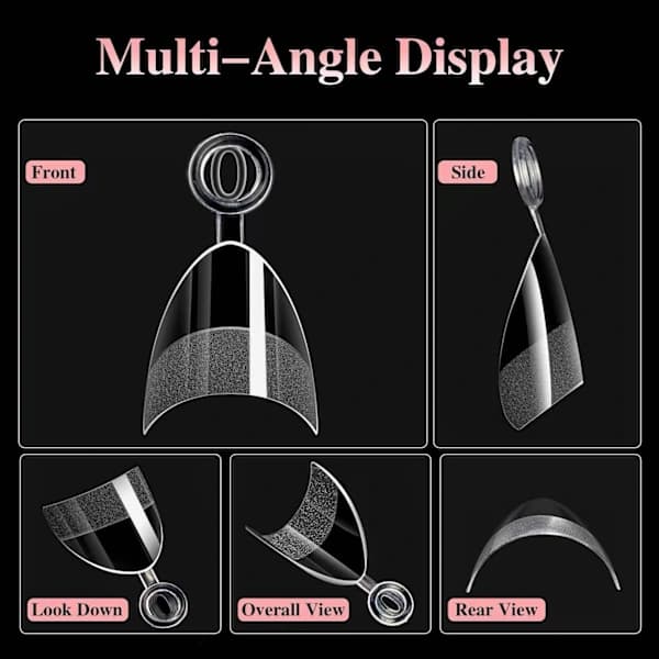 Extra Short Nail Tips, 240 Pcs Clear Square Almond Tapered Half Cover False Nails with Box
