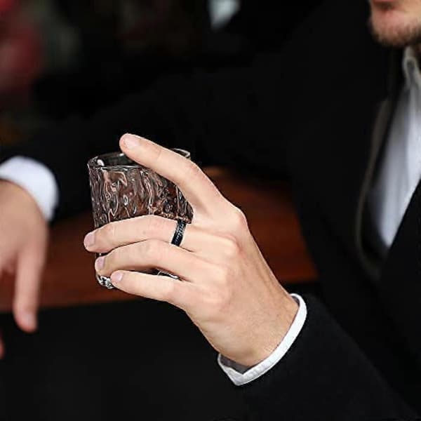 Høj kvalitet Intertwine Sort Blå Rustfrit Stål 8mm Ringe til Mænd Spinner Fidget Ring Angstring til Mænd Kantkæde Indlæg-13.5