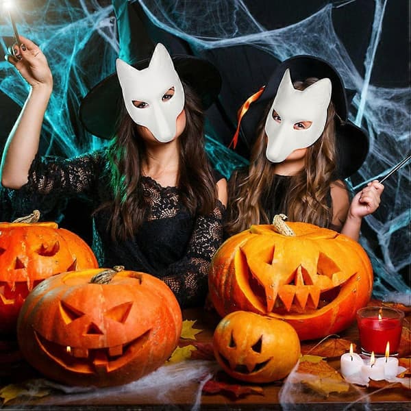 DIY Blank Mask Rævemaske til DIY Brug Hvidt PU Ansigts Håndværksmateriale