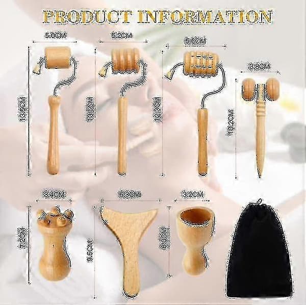 Träterapi Massageverktyg Lymfdränage Massage Kit - maderoterapi Kit