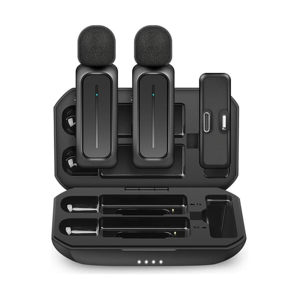 Wireless Lavalier Microphone for iPhone Android with Charging Case 7H Clip-on Lapel Mic Wireless for Video Recording Vlogging, 3 Modes Noise Reduction