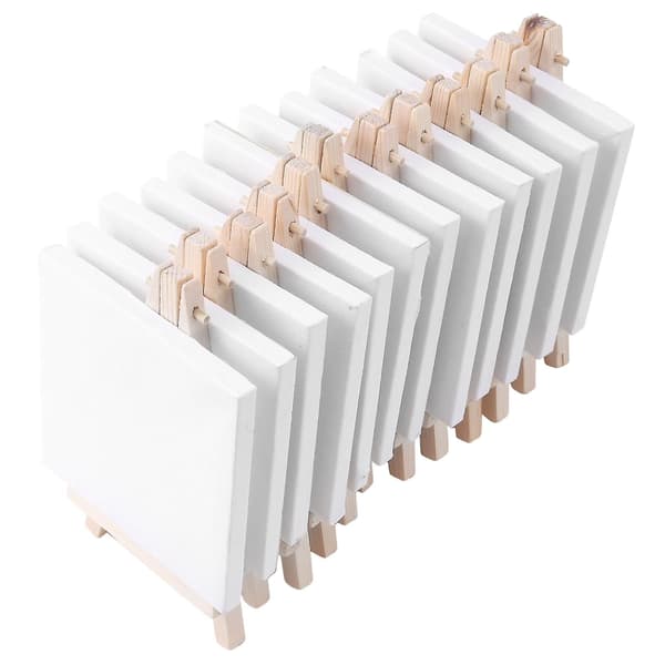 4 x 4 tum mini canvas och 8*16 cm mini trästaffli set 12-pack_present