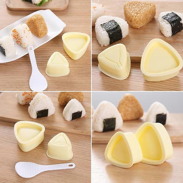 5-pakning Onigiri Sushi Maker Formsett, Klassisk Trekant Ris Musubi Form for Barne-lunsj Bento, Hjemme DIY