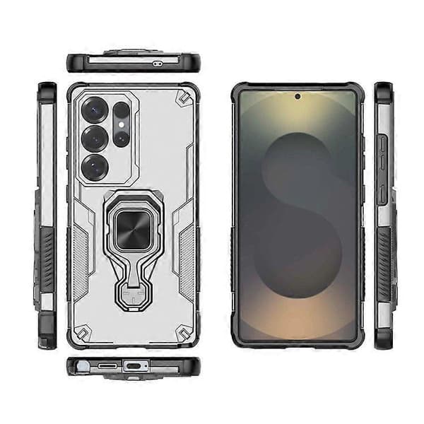 Etui til Samsung Galaxy S25 Ultra Roterbart Ringstativ PC + TPU Stødsikkert Telefonetui (Titanium Grå)