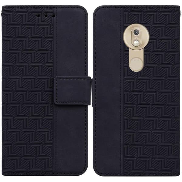 Geometric Embossed Leather Case for Motorola Moto G7 Play EU Version (Black)