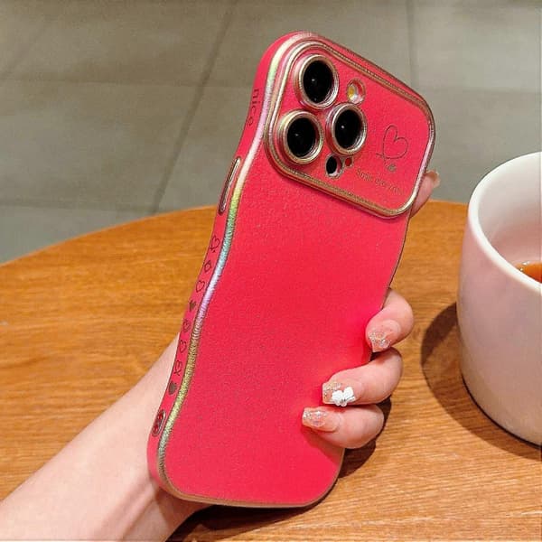 Case for iPhone 15 Pro Max, Curly Heart Shaped TPU Phone Case, Shimmering Gradient (Style F)