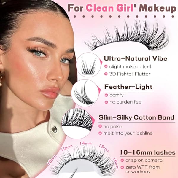 Eyelash Cluster Kit Wispy Eyelash Clusters Natural DIY Eyelash Extension Kit 10-16mm Cluster Eyelash Extension Kit 300pcs